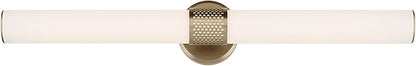 Kichler Sashi 32" LED Large Bath Bar with White Glass in Champagne Bronze, Modern, for Vanity, Fireplace, Buffet, Hallway, Vanity Mirror, (32" W x 5" H) 55193CPZLED
