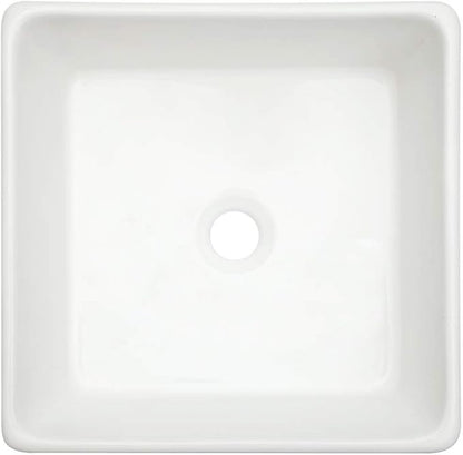 15x15 Square Bathroom Vessel Sink Porcelain Ceramic White Vanity Sink Above Counter Modern Sink for Cabinet, Lavatory, Hotel Art Basin, Home Washing Basin