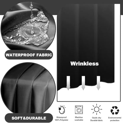 No Hook Shower Curtain and Liner Set for Bathroom, Ombre Black, 71" x 84"