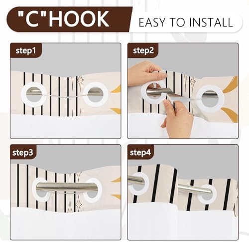No Hook Shower Curtain with Snap-in Liner 71x74 Inch