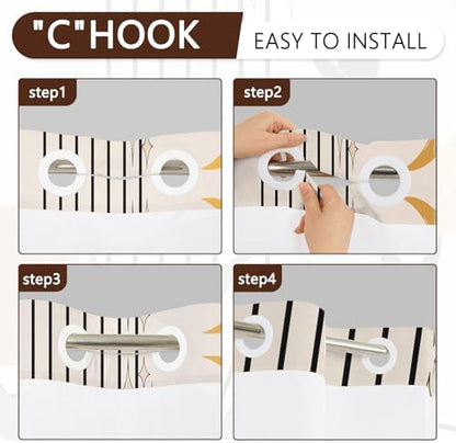 No Hook Shower Curtain with Snap-in Liner 71x74 Inch