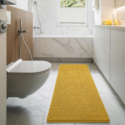 LOCHAS Luxury Bathroom Rug Shaggy Bath Mat 24 x 60 Inch, Yellow