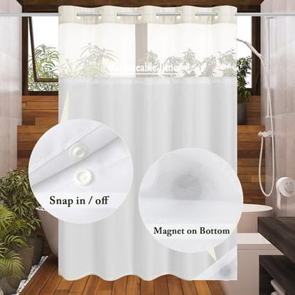Gibelle No Hook Cloth Ivory Shower Curtain with Liner, 72x74