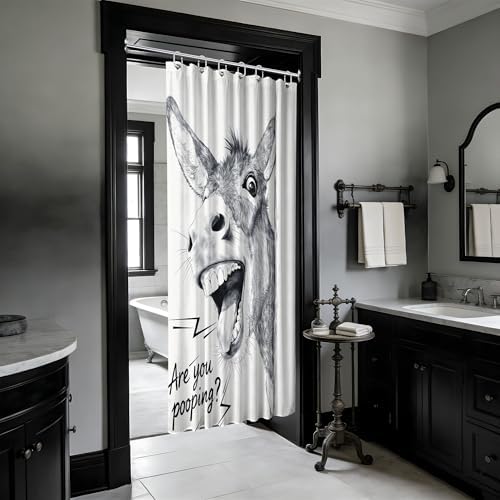 Small Stall Shower Curtain Rv Funny Donkey Cute, 48 x 72 Inchs