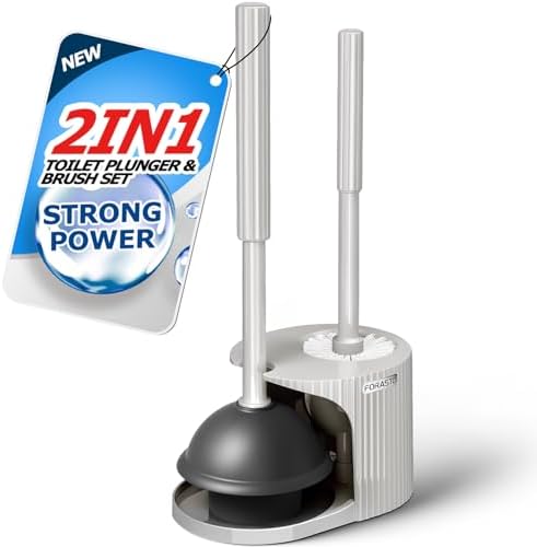 FORASTO 2in1 Toilet Brush & Plunger Set, Bathroom Essentials for Apartment