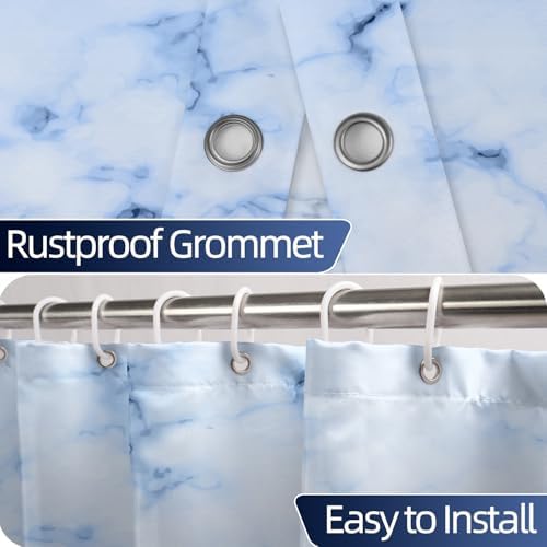 Navy Blue Marble Waterproof Bathroom Shower Curtain 65x72 inches