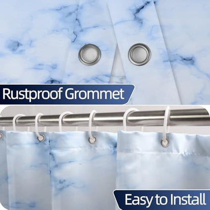 Navy Blue Marble RV Stall Waterproof Shower Curtain 60x72 inches