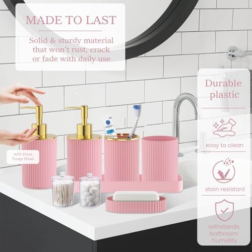 Light Pink Bathroom Accessories Set, 10PC Bathroom Set