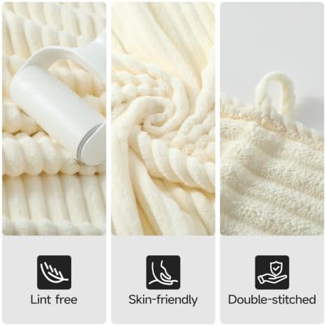 REDKISS Cream Microfiber Bath Towels Set 6 Piece - 70x35 Inches Oversized Bathroom Towels Set of 6 Large,Highly Absorbent Soft Shower Towels for Hotel,Gym 2 Bath Sheet 2 Hand Towel 2 Washcloths