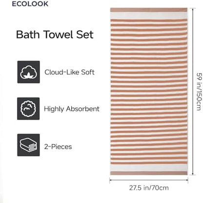 ecolook Microfiber Bath Towel Set of 2, Orange