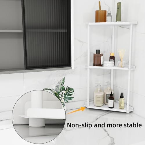 FLE Corner Bathroom Counter Organizer, Bathroom Organizer Countertop White