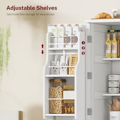 Pantry Cabinet with 4 Doors, Kitchen Storage Cabinet with Door Shelves,