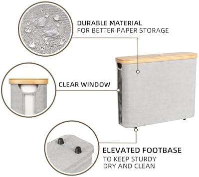 StorageWorks Toilet Paper Storage Basket with Bamboo Lid & Window