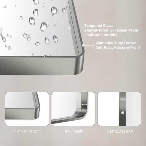 LOAAO 24X36 Inch Brushed Nickel Bathroom Mirror (Pack of 2)