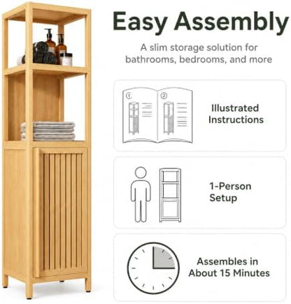 Bamboo Bathroom Storage Cabinet (Natural, 52'')