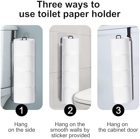 Black Toilet Paper Holder for 4 Rolls Tissue, Over The Tank Toilet Paper Holder, Stainless Steel Rustproof Toilet Paper Storage Wall Mount, for Rv, Bathroom Storage and Organization, 1 PC