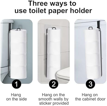 Black Toilet Paper Holder for 4 Rolls Tissue, Over The Tank Toilet Paper Holder, Stainless Steel Rustproof Toilet Paper Storage Wall Mount, for Rv, Bathroom Storage and Organization, 1 PC
