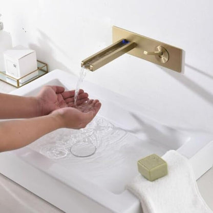 Brush Gold Wall Mounted Single Lever hot Cold Basin Faucet Brush Gold Black Toilet Sink Faucet Waterfall Crane Mixer
