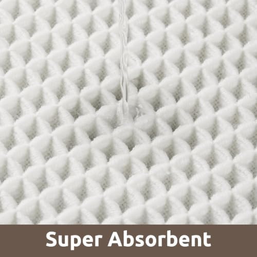 AMOAMI Waffle Bath Mat, Absorbent Bathroom Rugs Non Slip 24''x36'' White
