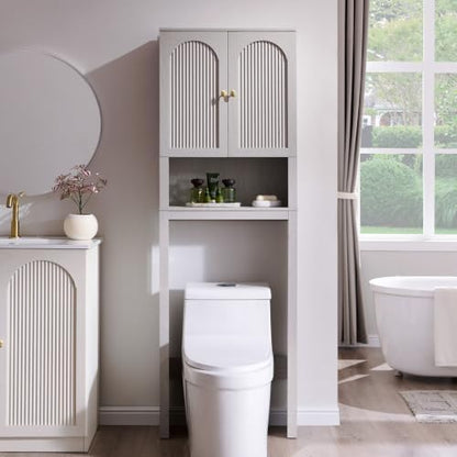 72" Over The Toilet Storage Cabinet, Bathroom Storage Cabinet, Light Grey