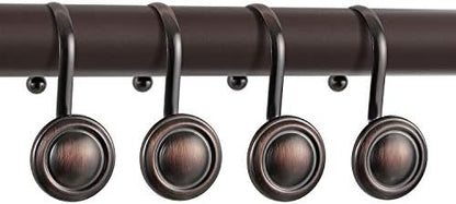 CHICTIE Bronze Shower Curtain Hooks Rings,Oil Rubbed Decorative Shower Curtain Hooks,Rustproof Vintage Shower Hooks for Bathroom,Set of 12 (Oil-Rubbed Bronze)