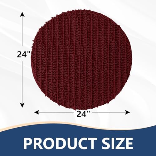 Arotive Round Bathroom Rugs 24x24, Soft Absorbent Chenille Shaggy Bath Mat