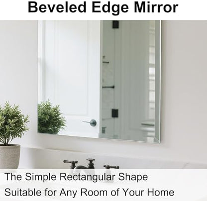 Frameless Full Length Mirror for Wall, 48x14 Inch Bathroom Vanity Mirror