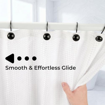 Shower Curtain Hooks,Rust-Resistant Decorative Rings,12-Pack,Black