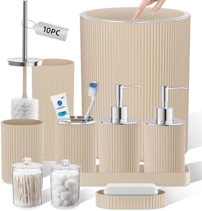 Beige Bathroom Accessories Set, 10PC Bathroom Set