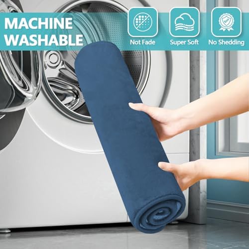 RUN HELIX Bathroom Rugs Sets 3 Piece, Soft Absorbent Memory Foam Bath Mats Set, Dry Fast Bath Mat, Machine Washable Bath Rug Set for Bathroom （Misty Blue）