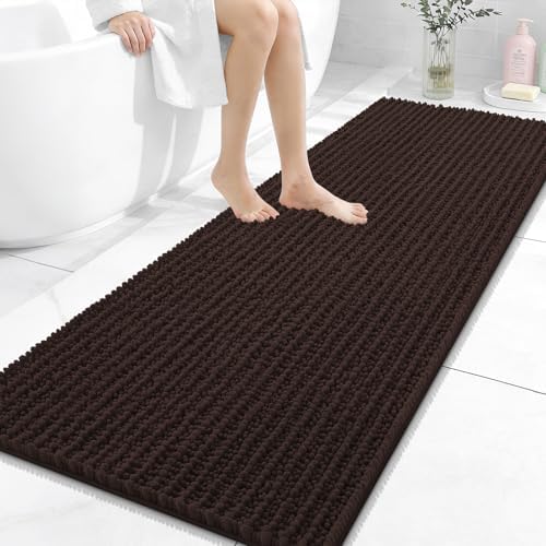 OLANLY Bathroom Runner Rugs 59x24, Thick Soft Absorbent Chenille Bath Rugs