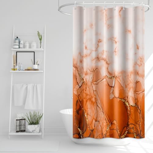 Burnt Orange Marble Stall Waterproof Shower Curtain 48x72 inches