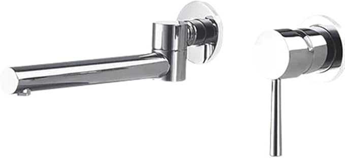 Faucet Brass Wall-Mounted Basin Faucet Sink Brushed Gold Single Handle Hot and Cold Water Recessed Bathroom Rotatable(Chrome) Faucet