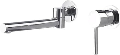 Faucet Brass Wall-Mounted Basin Faucet Sink Brushed Gold Single Handle Hot and Cold Water Recessed Bathroom Rotatable(Chrome) Faucet