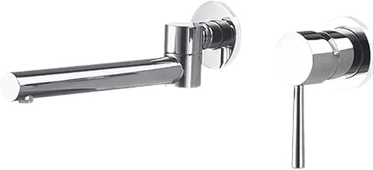 Faucet Brass Wall-Mounted Basin Faucet Sink Brushed Gold Single Handle Hot and Cold Water Recessed Bathroom Rotatable(Chrome) Faucet