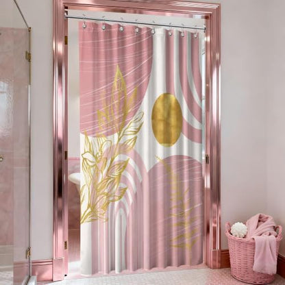 Light Pink and Gold Stall Shower Curtain, 48X72 in Narrow Small