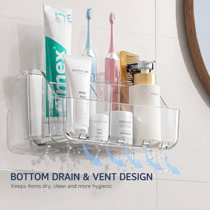 Sotfamily Clear Kids Toothbrush Holders for Bathrooms, 1 Pack(No-Drill)