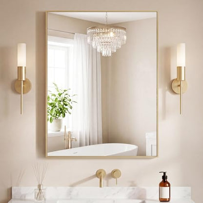 NEWBULIG 30"x36" Wall Mirror, Bathroom Mirrors for Over Sink, Gold