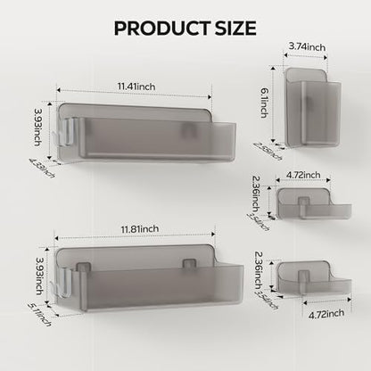 Nieifi Adhesive Shower Shelves, Gray, 5 Pieces