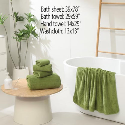 YTYC 39x78 Bath Sheets,Towels for Bathroom,Sage Green,2-Pieces