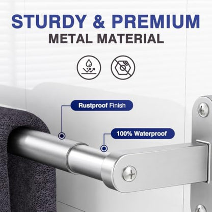 Powools Brushed Nickel 24" Towel Rack, Rustproof Wall Mounted Towel Bar