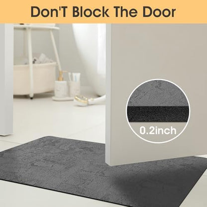 ACCUMTEK Non Slip Bath Mat, Thin Bathroom Rugs Fit Under Door, Quick Dry Bath Mats, Machine Washable Bath Rugs for Bathroom, Bathtub & Kitchen, Dark Gray/Checkered/32 x20