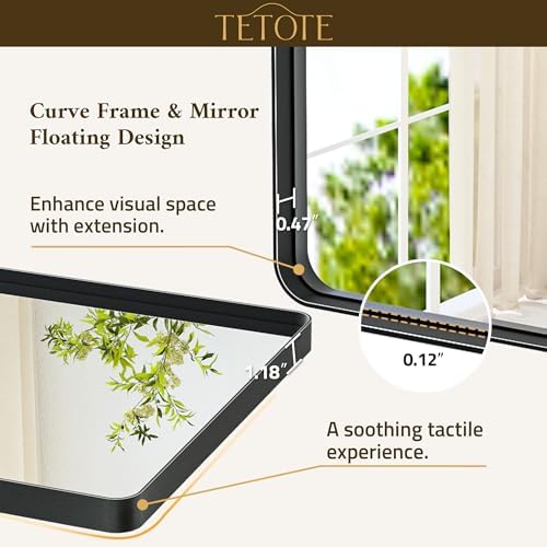 TETOTE Black Mirror 28 x 36 Matte Black Metal Framed Vanity Mirror, Tempered Glass, Wall Mounted for Bathroom, Entryway, Bedroom, Living Room(Horizontal/Vertical)