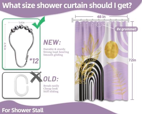 Light Purple Stall Shower Curtain, 48X72 in Narrow Small, Mid Century