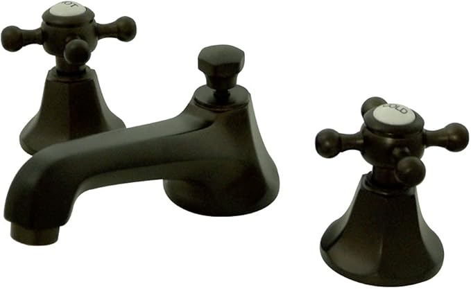 Kingston Brass KS4465BX Metropolitan Widespread Lavatory Faucet with Metal Cross Handle, Oil Rubbed Bronze,8-Inch Adjustable Center