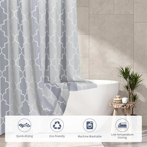 Modern Geometric Grey Shower Curtain, 72" W x 96" L