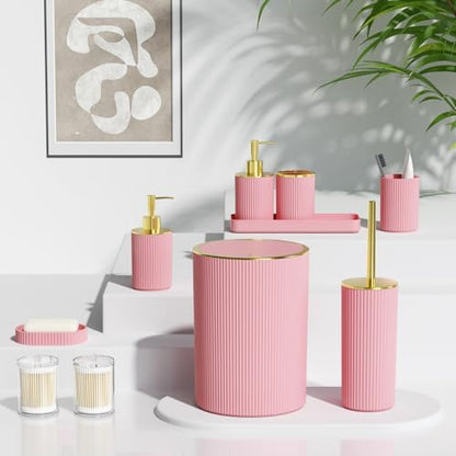 Light Pink Bathroom Accessories Set, 10PC Bathroom Set