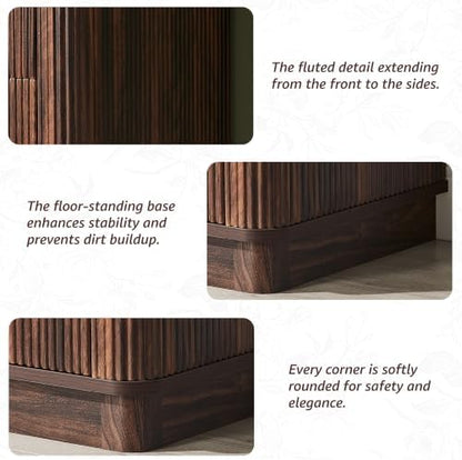 T4TREAM 72" Fluted Bathroom Vanity with 2 Single Sinks, Dark Walnut