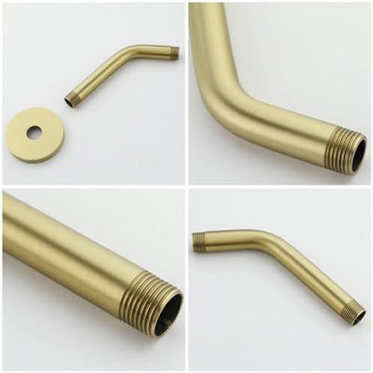 Wall Mounted Shower Arm Extension Head Holder Stainless Stee for Elbow Bathroom Accessories Pipe Bath Tube Brushed Gold,SW-RD91018-6BG.