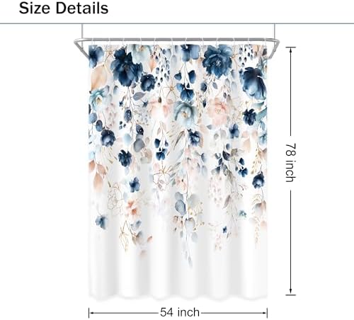 Small Stall Flower Blue Pink Spring Bathroom Shower Curtain Set